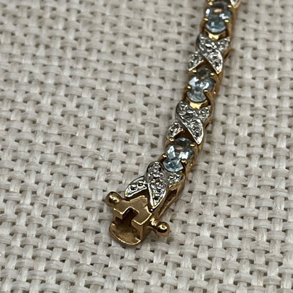 ✨ Vintage Sterling Silver & Gold-Plated Blue Gemstone Bracelet - Picture 11 of 16